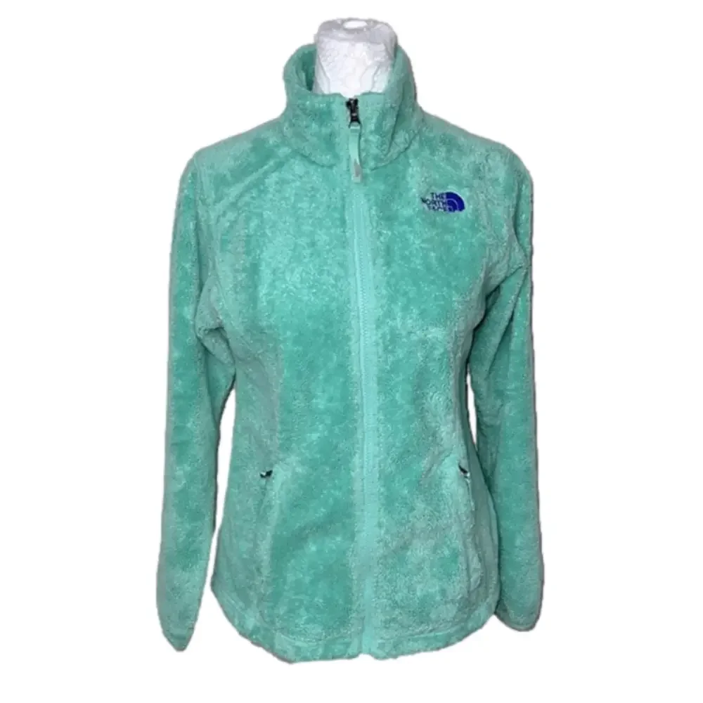 The North Face Girls Turquoise Plush Furry Fleece Zip Up Jacket - Size LG 14/16